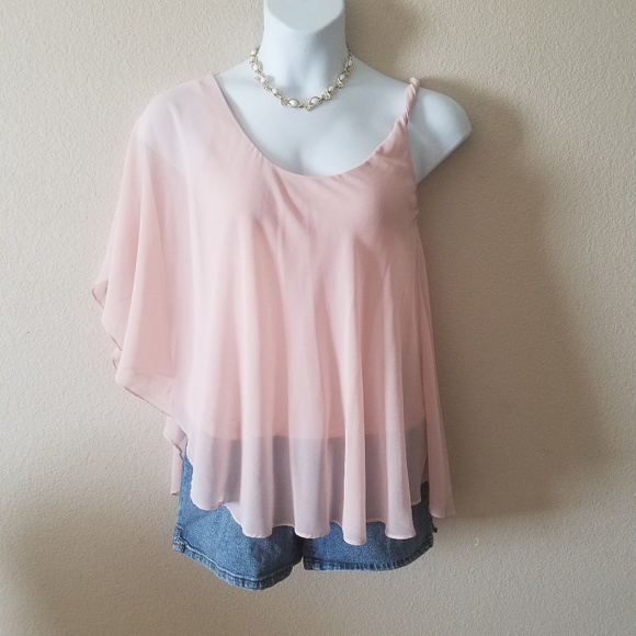 bebe Tops - Bebe Petal Pink Sheer Overlay Spring Top M L